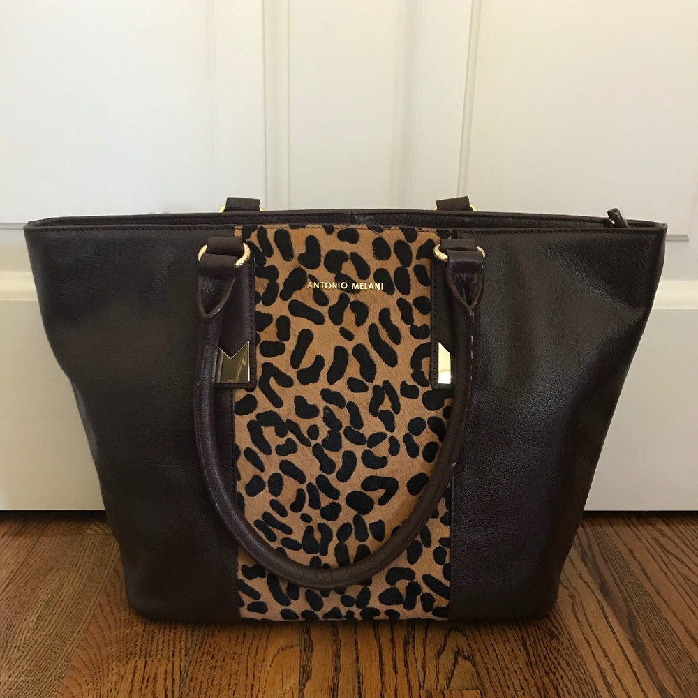Antonio Melani Brown and Leopard Printed Handbag